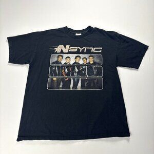 Vintage NSync 2002 Celebrity Concert Tour T Shirt Black Sz XL Boy Band Y2K